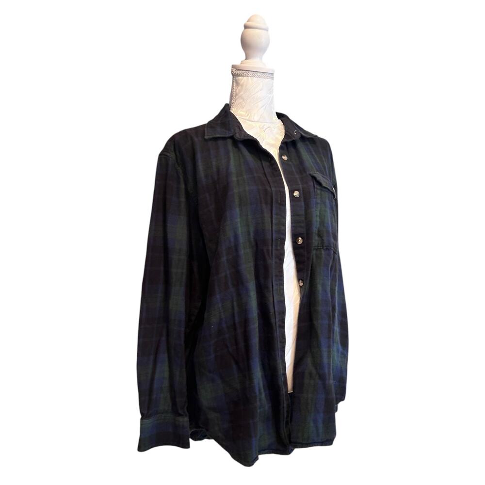 The North Face Button Down Shirt Large Blue Green Plaid Outdoor Hiking Casual - Picture 3 of 16